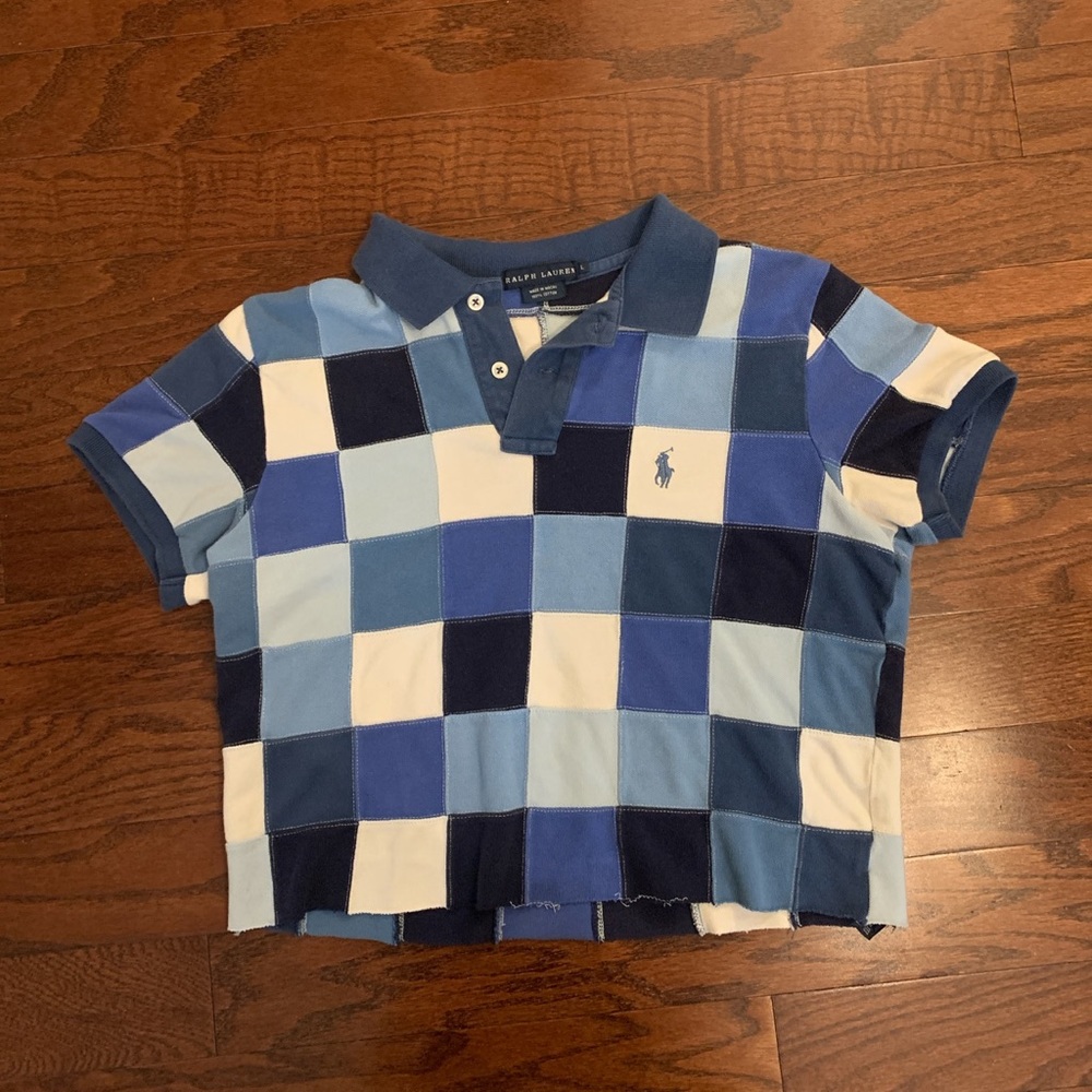 Y2k Ralph Lauren Patchwork Cropped Top